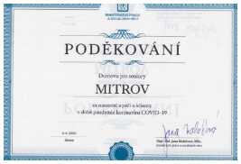 Poděkování DS Mitrov za péči a nasazení při pandemii COVID-19